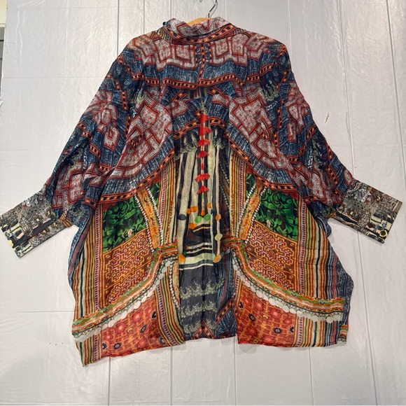 Camilla Trek Of The Nung Multicolor Printed Sheer Boho Blouson Blouse - Picture 5 of 11